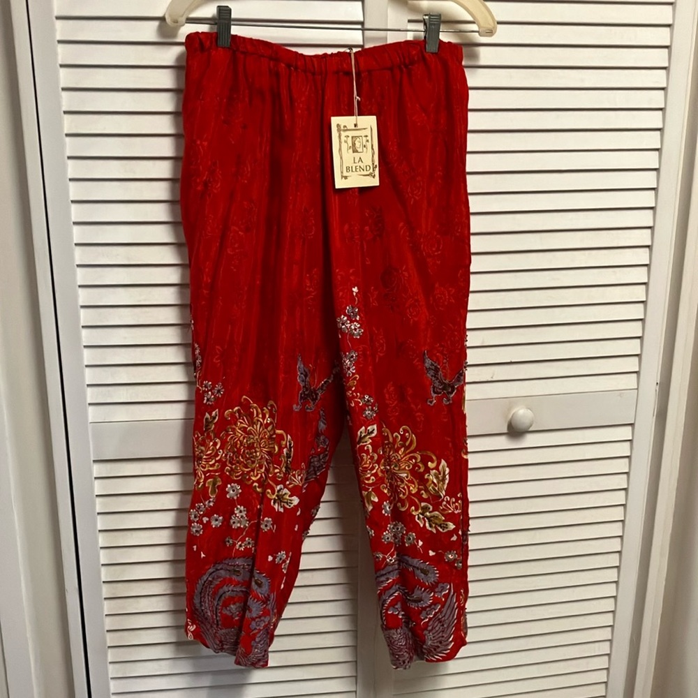 100% rayon red pant.